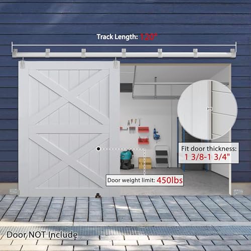 BARNSMITH 8FT Exterior Barn Door Hardware, Sliding Barn Door Hardware Kit Heavy Duty Barn Door Track for Outdoor Use(NO Door, Hardware Only)