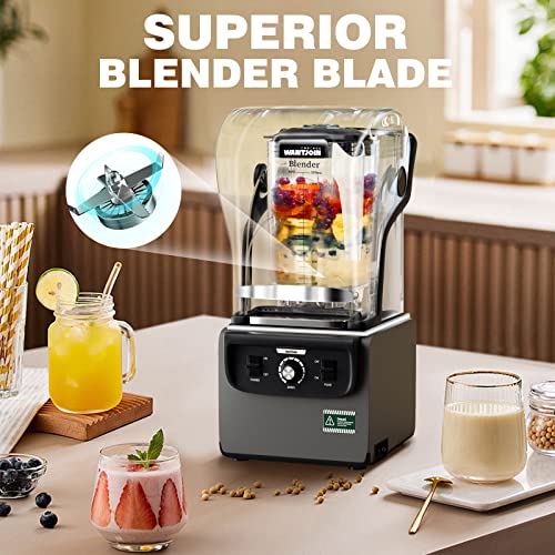 Wantjoin Professional Blender, Commercial Quiet blender Soundproof Blender 2200ml with Cover for Crushing Ice,Smoothie,Puree