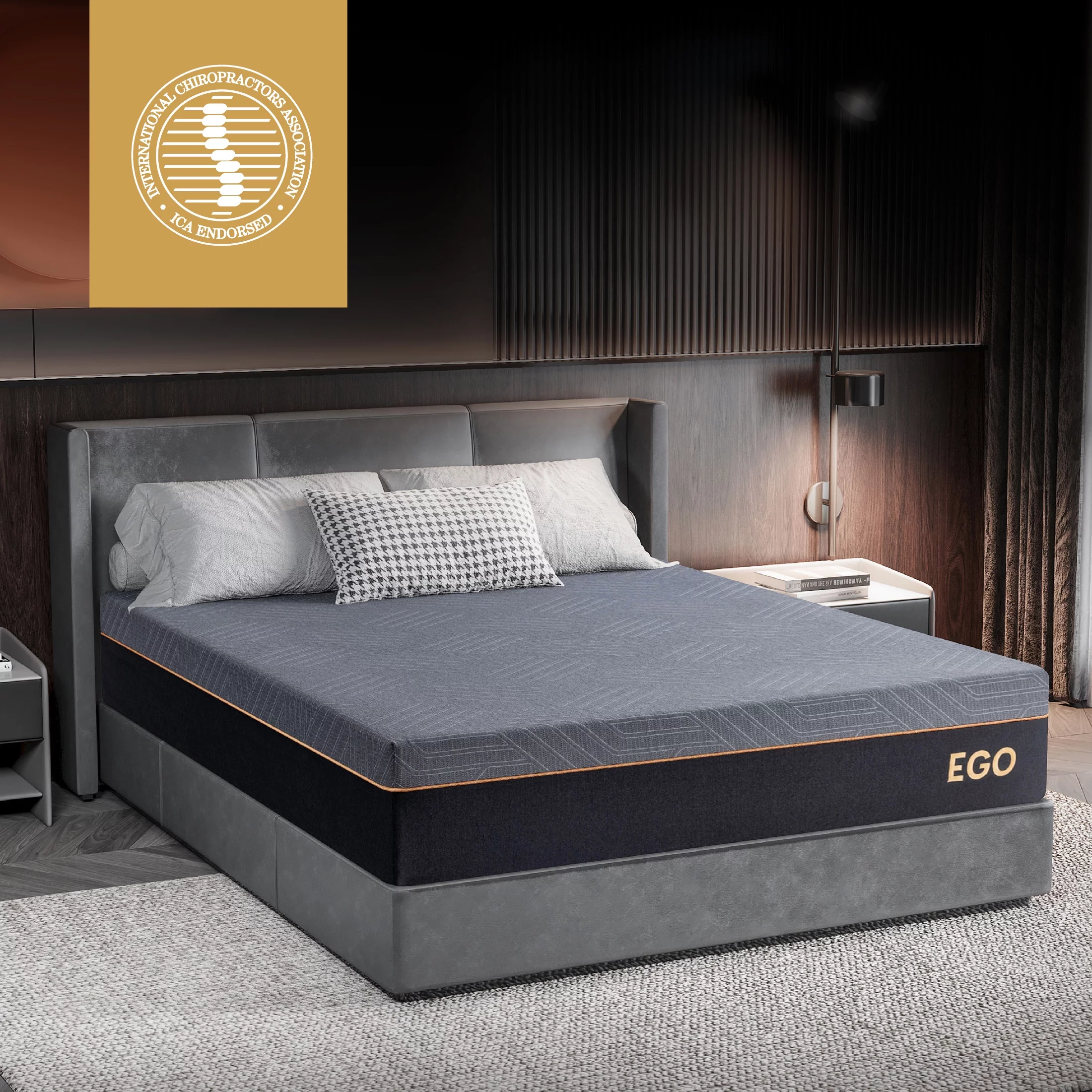 MLILY Ego Black 12 inch Queen Mattress in a Box, Gel Memory Foam Mattress, Medium