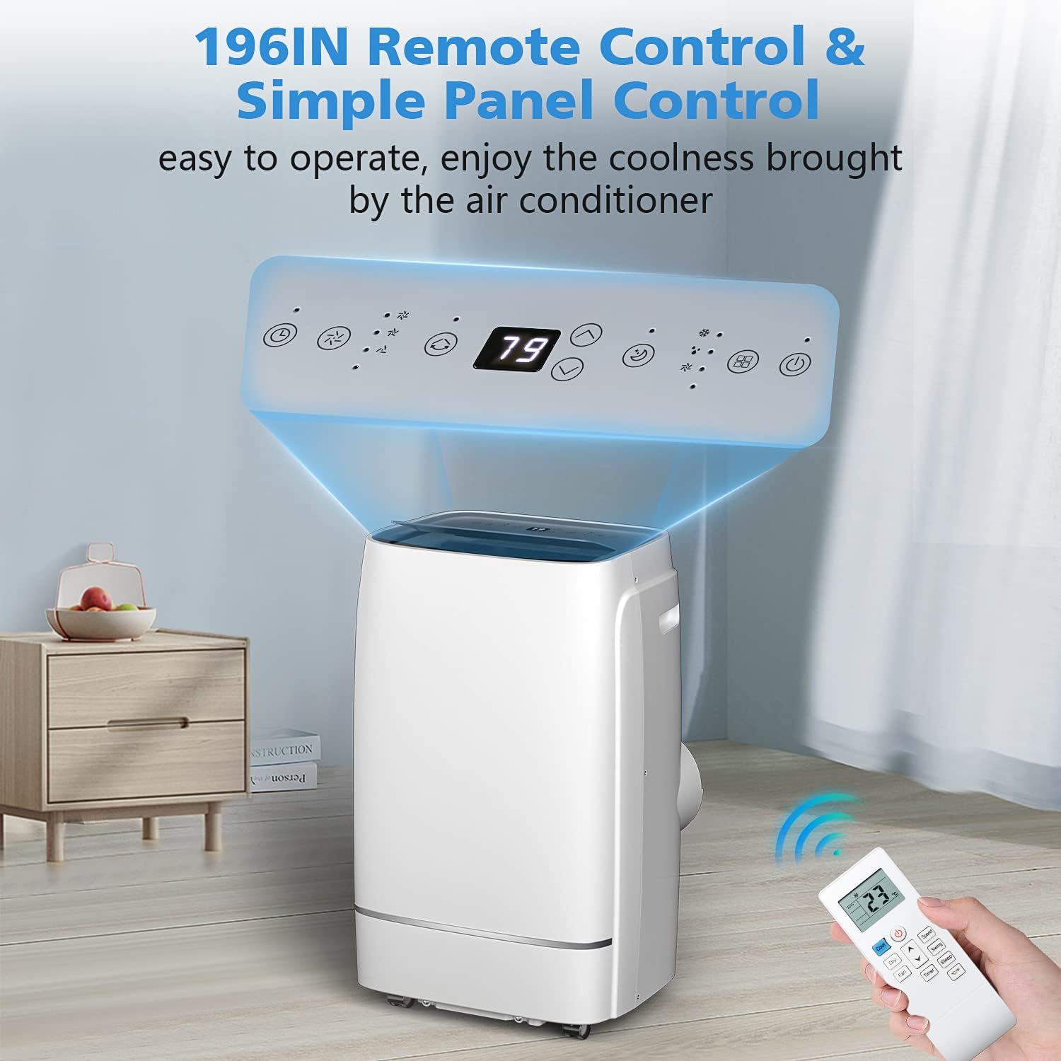 COWSAR 12000 BTU Portable Air Conditioner 4-IN-1 Portable AC Unit 24H Timer Room Air Conditioners 400 Sq.Ft. Coverage ＜53dB Stand Up Air Conditioner