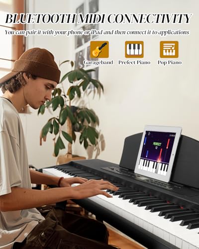 Ktaxon 88 Key Keyboard Piano Set, Full Size Digital Piano with Multi-Adjustable Height Bench, Powerful Functional Panel