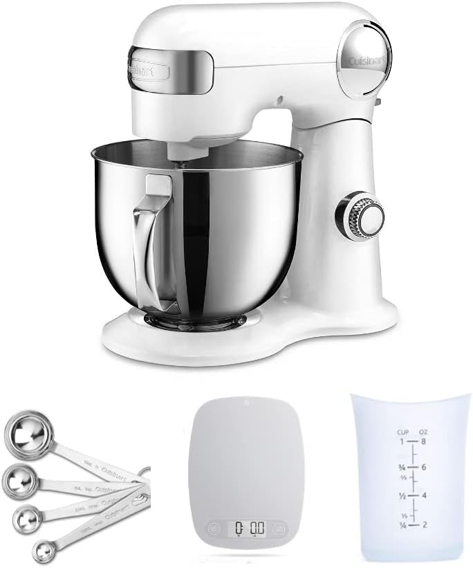 Cuisinart SM-50 Precision Master 5.5-Quart Stand Mixer with Kitchen Scale, 4 Measuring Spoons and Measuring Cup Bundle (4 Items)