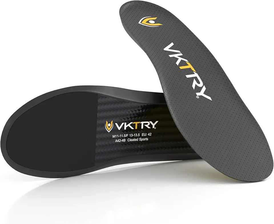 VKTRY Gold Performance Insoles–Customized Carbon Fiber Inserts, Cleated Shoes–Football, Baseball, Softball, Lacrosse, Golf & More–Run Faster