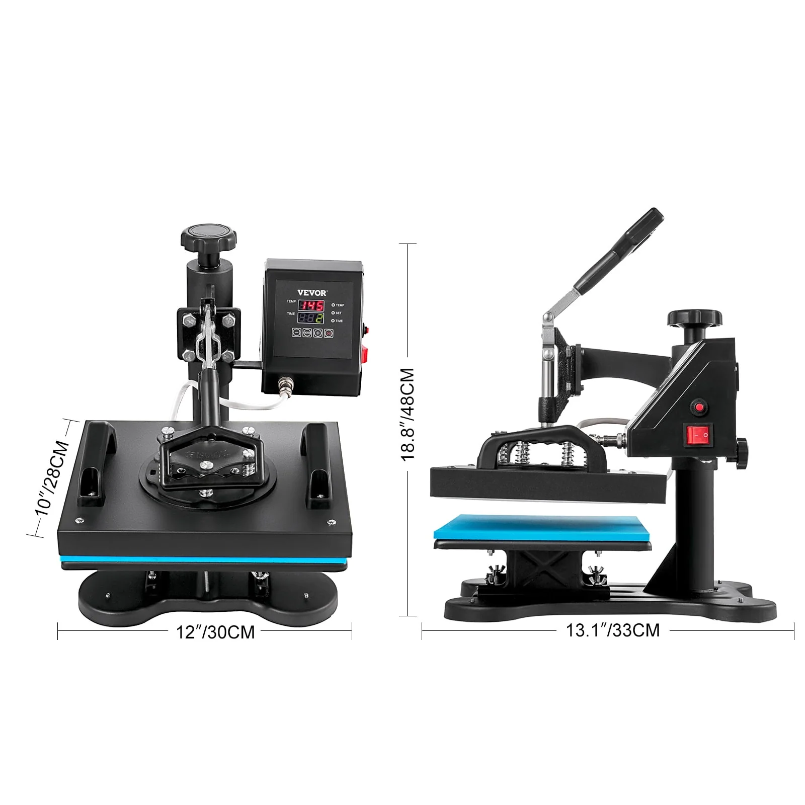 VEVOR 12X10 inch Heat Press Dual Digital Heat Press Machine 650W Swing Away Heat Press T-Shirt Sublimation Printer Transfer 360 Degree Rotation for