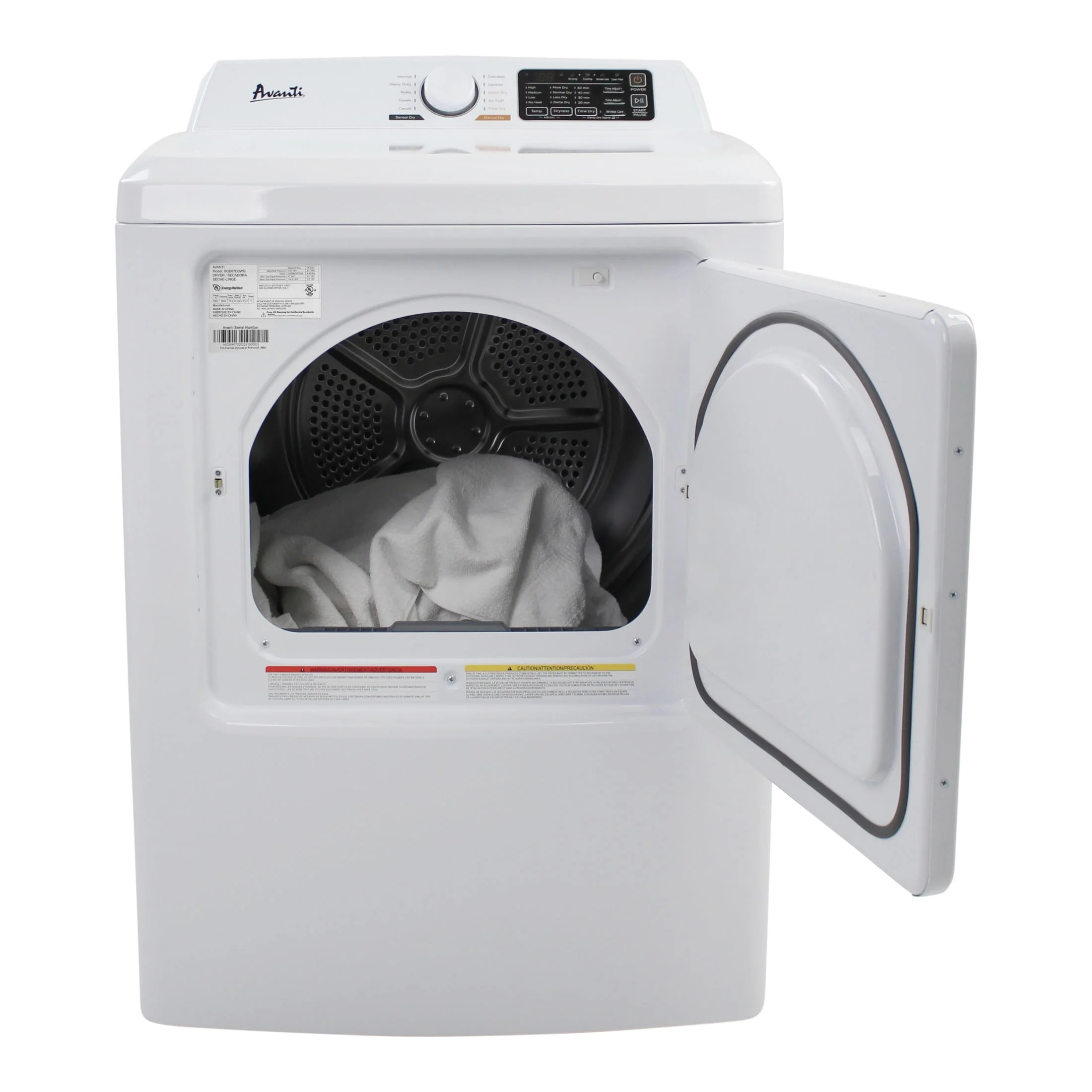 Avanti Front Load Gas Vented Clothes Dryer, 7.0 Cu. ft. Capacity, Height: 42.1 in., in White (SGD70D0WG)
