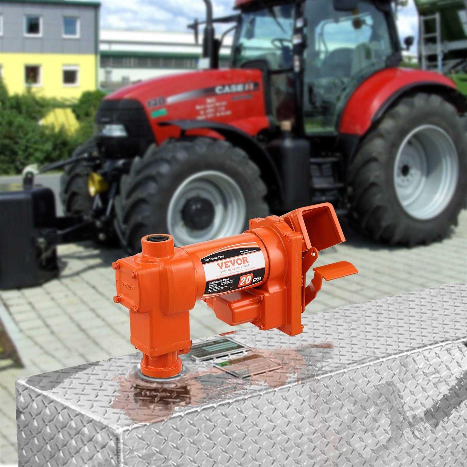 VEVOR Fuel Transfer Pump 12V DC 20 GPM 1/4 HP High Flow Cast Iron Gasoline Extractor Pump with Fuel Collection Box Design for Gasoline