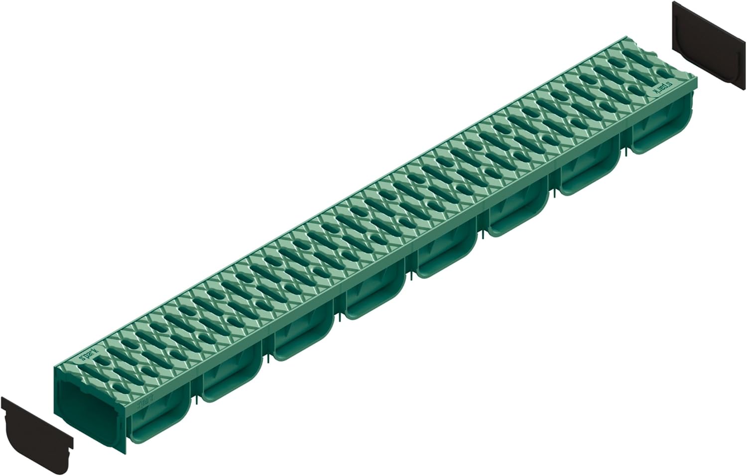 Standartpark - 4 Inch Trench Drain System With Grate - GREEN - Spark 2 (1) Pack of 2