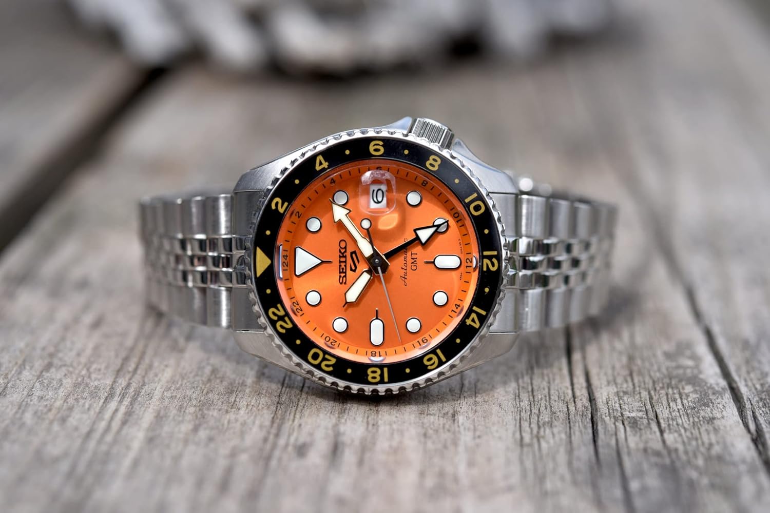 SEIKO 5 Sports GMT Automatic Orange Dial Men's Watch SSK005K1