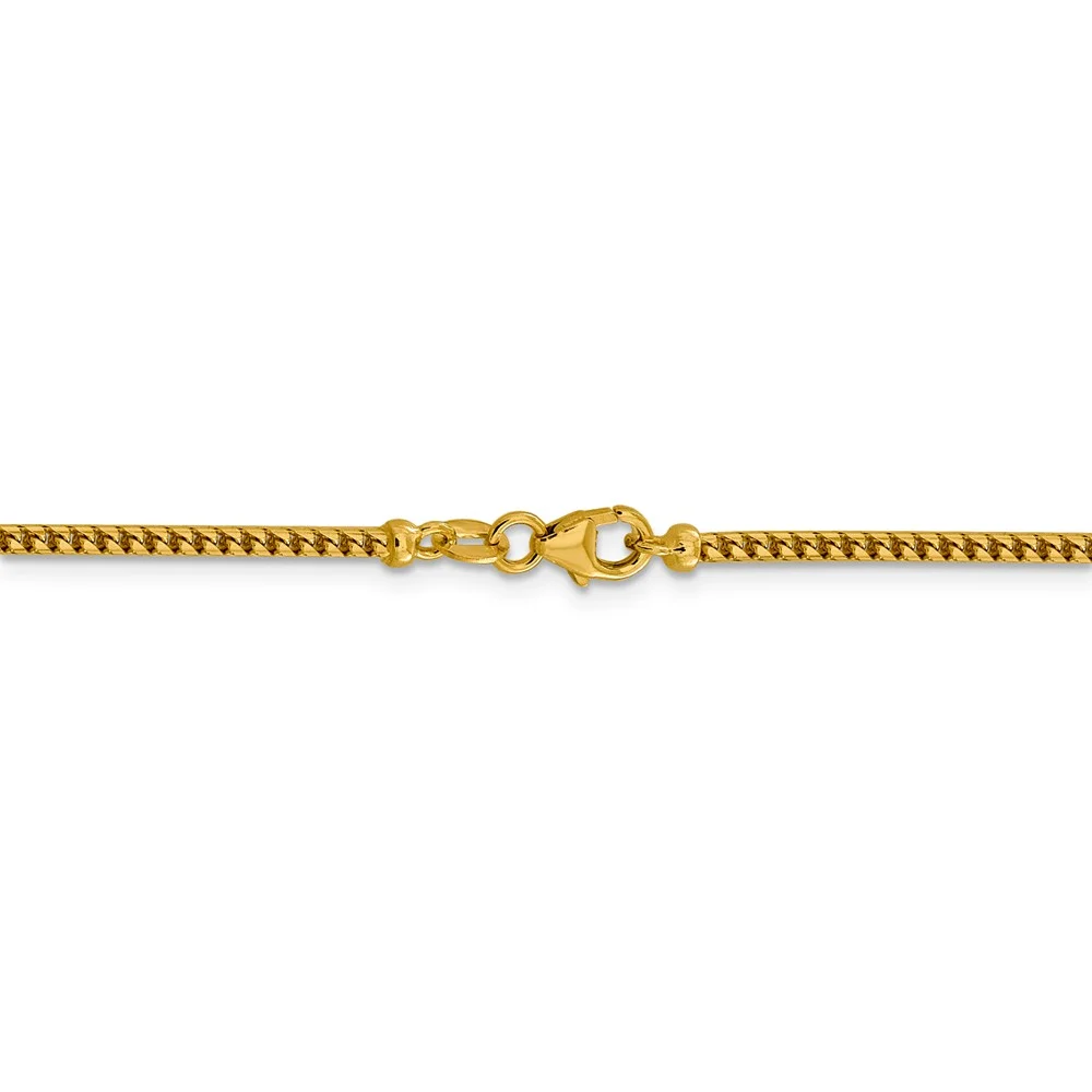 Leslie's Real 14kt Yellow Gold 2mm Franco Chain; 20 inch; Lobster Clasp; for Adults and Teens; for Women and Men