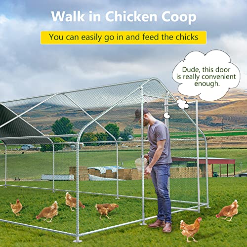 10x20FT Large Metal Chicken Run with Roof, Walk-in Poultry Cage Chicken Coop Runs House for Yard with Waterproof Cover