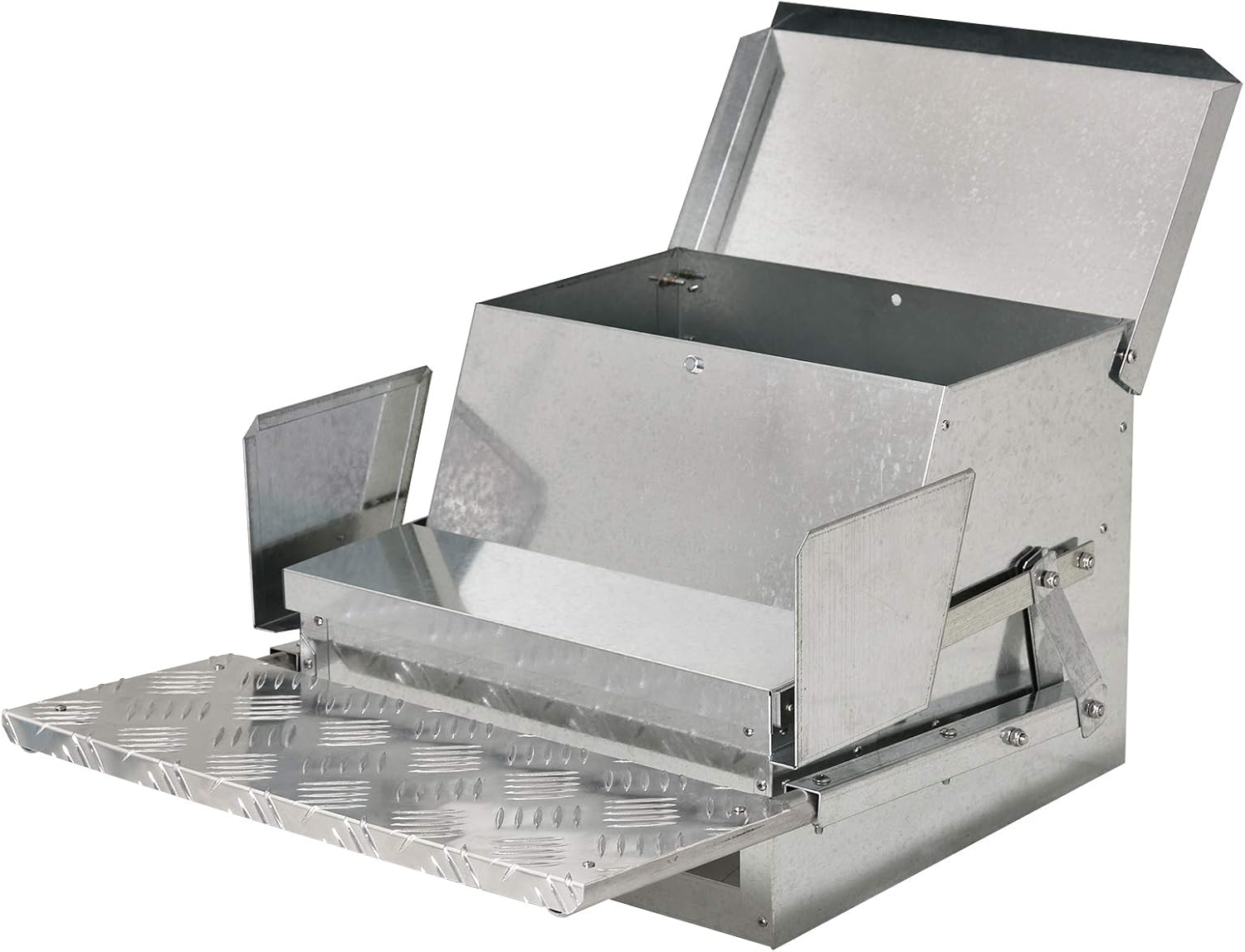 PawHut 30 lbs Capacity Automatic Chicken Poultry Feeder with a Galvanized Steel and Aluminium Build, Weatherproof Design