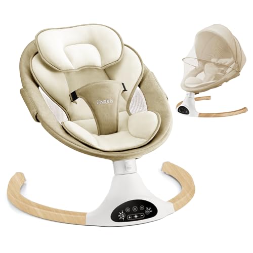 LAREX Baby Swing Infant Swing Electric Toddler Baby Rocker Portable for Newborn Boy Girl, 5 Sway Speeds with Remote Control