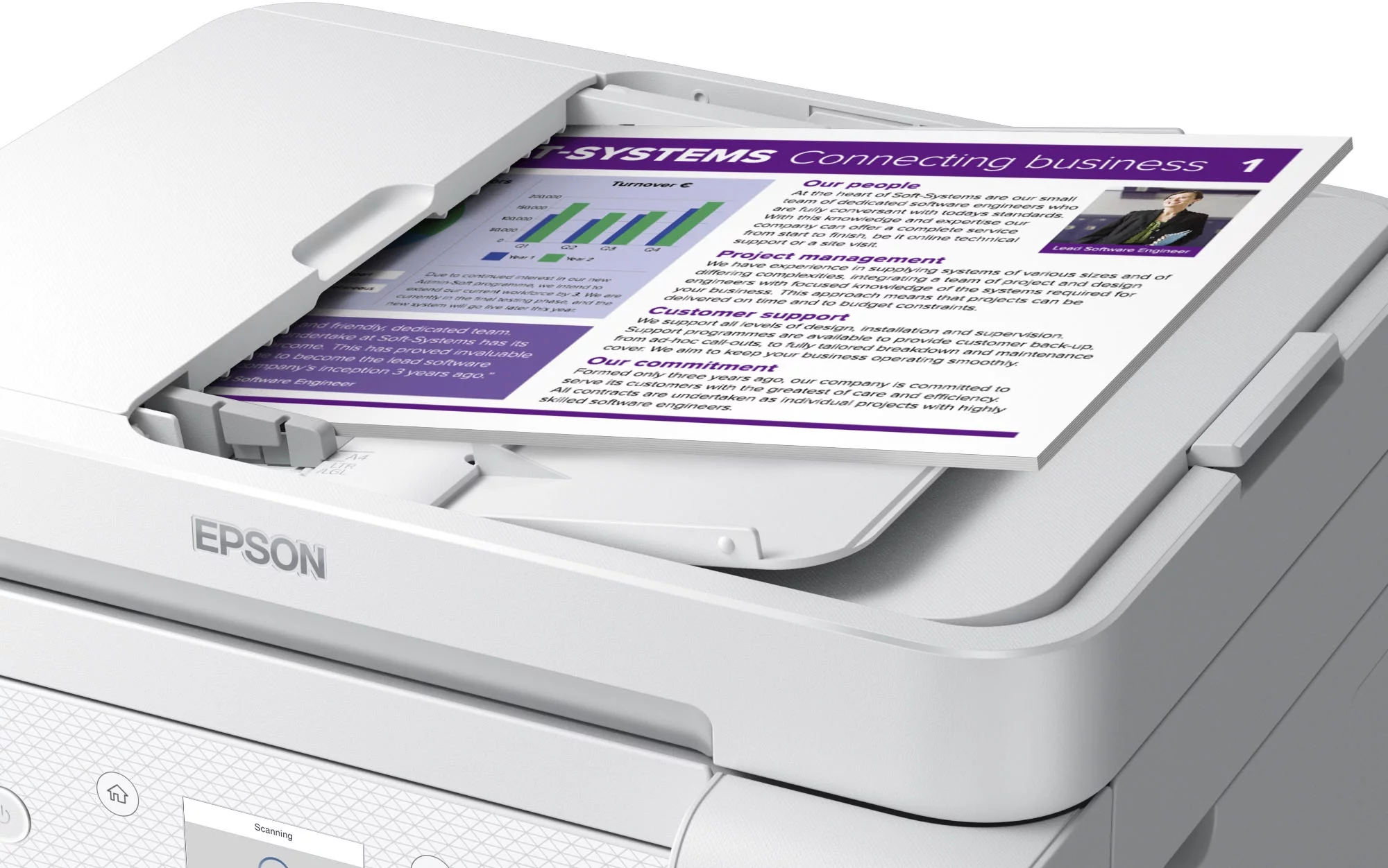 Epson EcoTank-3850 Special Edition All-in-One Inkjet Printer with Scanner, Copier, Business Office, White, Bundle with Printer Cable