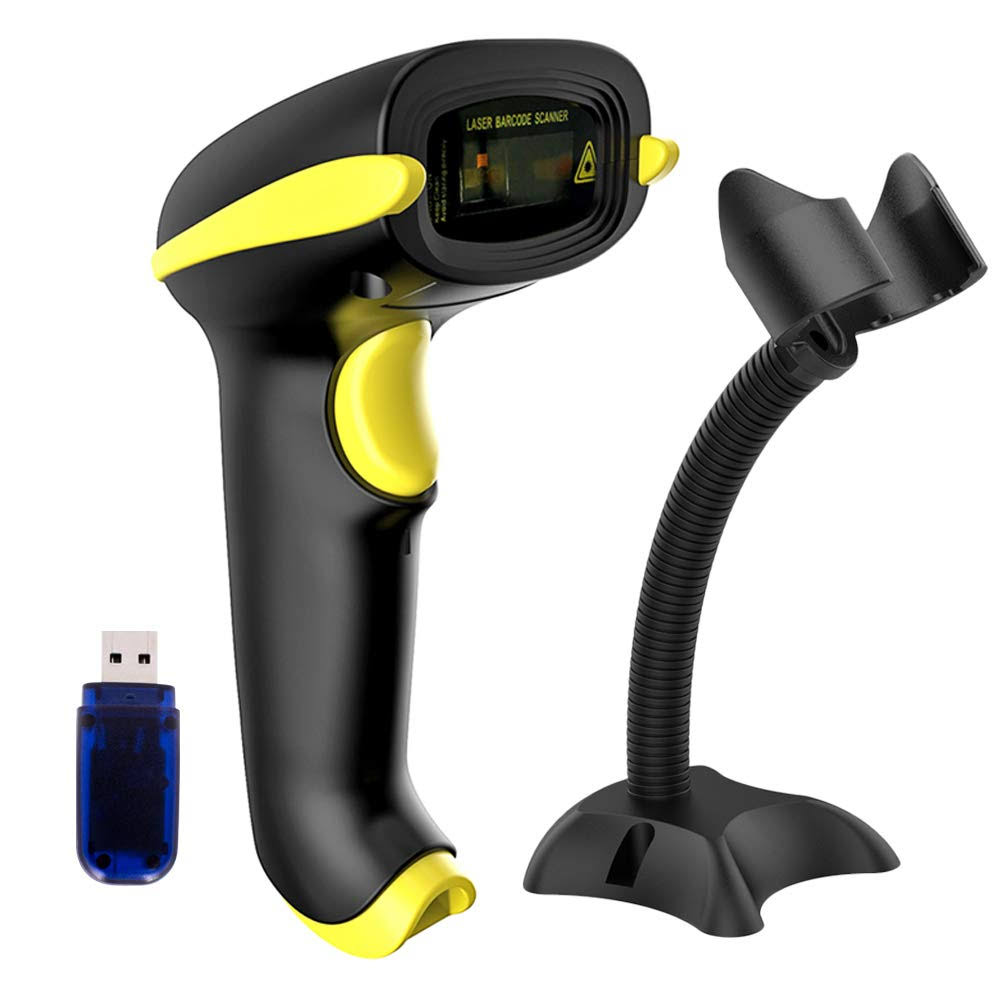 Nadamoo Wireless Barcode Scanner Compatible with Bluetooth, USB 1D Bar Code Reader for Inventory Management, Work with Windows/M