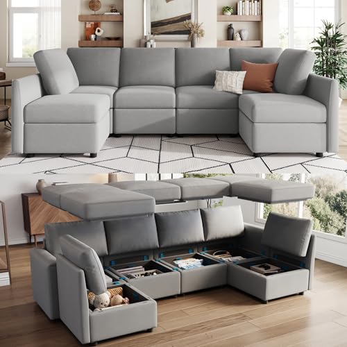 LINSY HOME Modular Sectional Sofa, Convertible U Shaped Sofa Couch with Storage, Memory Foam, Modular Sectionals with Ottomans