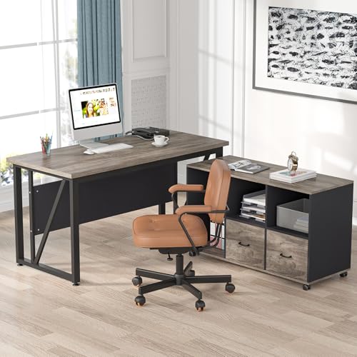 Tribesigns 63 inches Executive Desk and 47" lateral File Cabinet