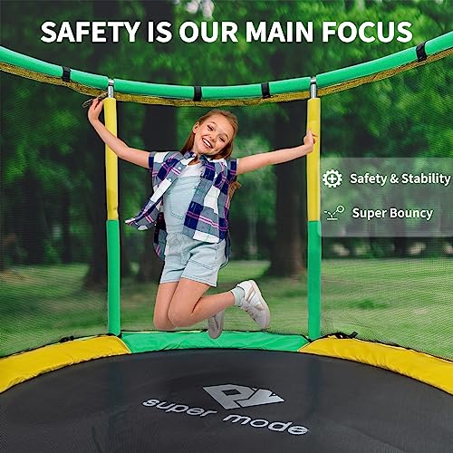 Trampoline for Kids, 5FT Adjustable for Toddler, Indoor/Outdoor Baby Trampoline with Enclosure Net, No-Gap Safe Design, Gifts for Boys & Girls