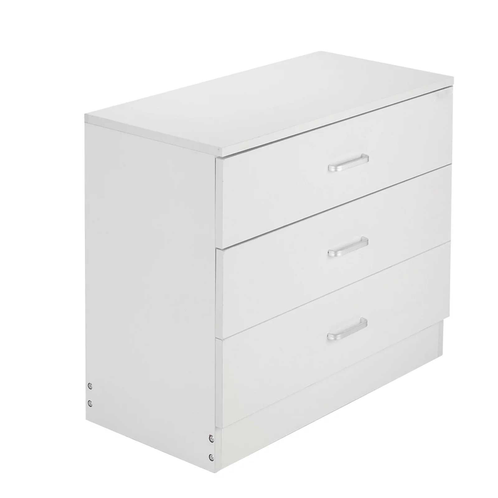 3-Drawer Dresser, White Chester Drawer Bedside Nightstand for Bedroom, Under Desk File Storage Cabinet for Office with Sliding Drawer Metal Handle