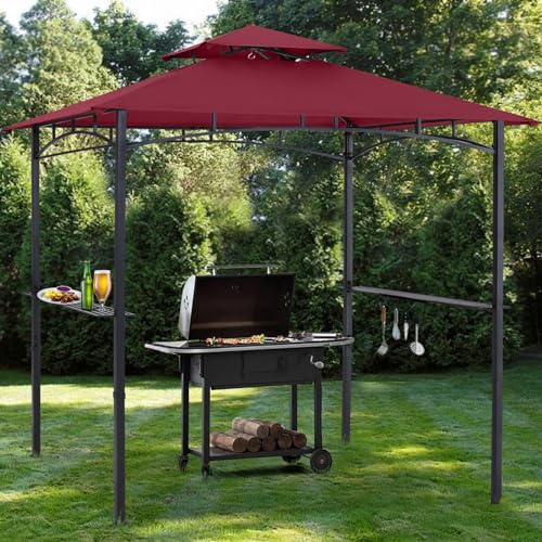 ABCCANOPY 8x5 Grill Gazebo - Outdoor BBQ Canopy Shelter with Led Light for Patio Backyard Grilling (Dark Gray)