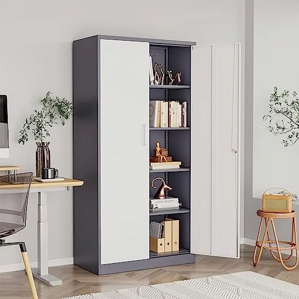 TJUNBOLIFE Metal  Cabinets with Locking Doors 71"