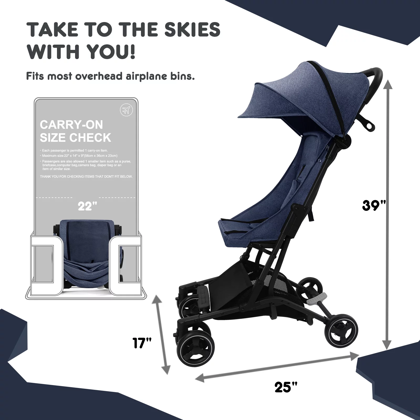 HARPPA Lightweight Travel Stroller, Compact Umbrella Stroller for Babies, Easy Folding, Black