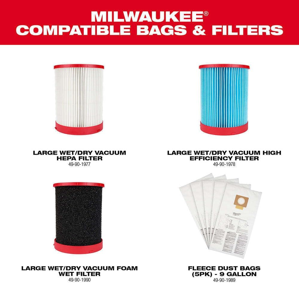 Vacuum Cordless,Battery Powered Shop Vac,Shop Vac,Shop Vacuum Wet and Dry Vac,for Milwaukee 0920-20 M18 Fuel 9 Gallon Dual-Battery Wet/Dry Vacuum