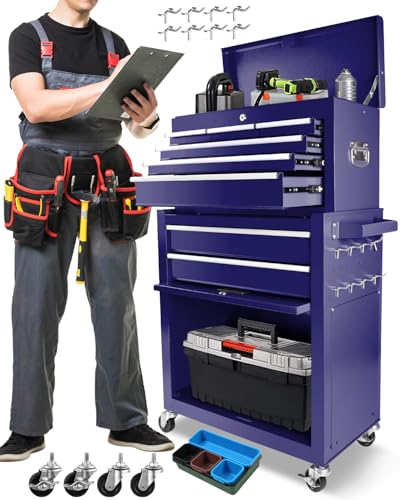 5-Drawer Rolling Tool Chest, Modular Tool Cabinet with Brake Casters & Removable Drawers, Workshop Toolbox Cart for Factory/Garage, Black