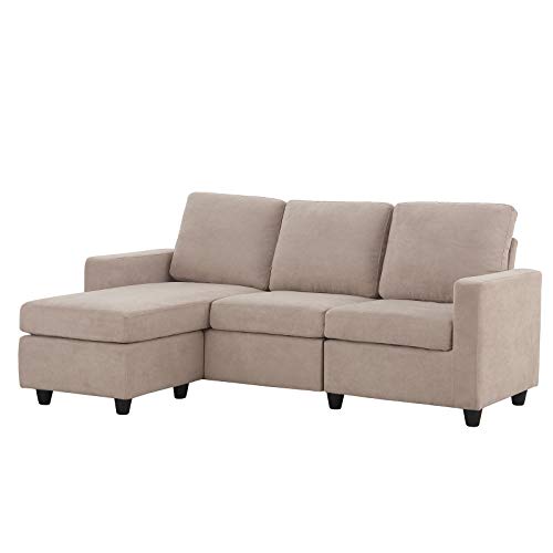 HONBAY Convertible Sectional Sofa, L Shaped Couch with Reversible Chaise for Small Space, Black