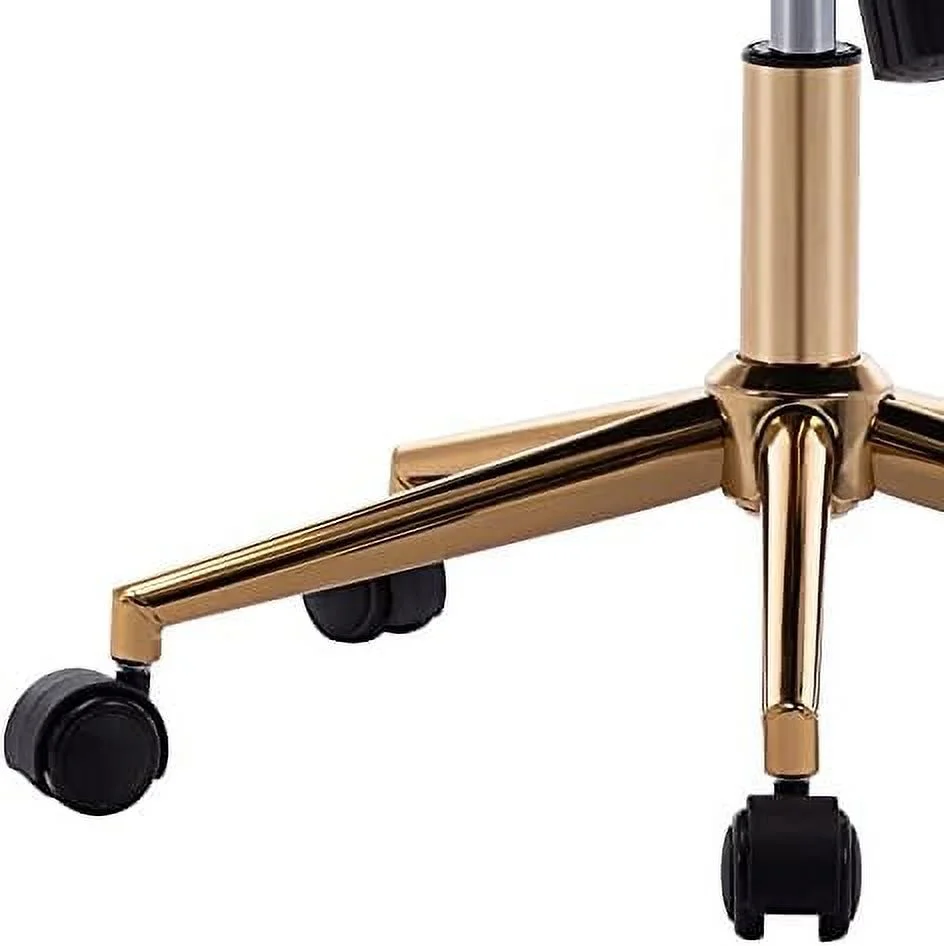 CCBIUOMBO Duhome  Office Chair，Cute White Desk Chair with Gold Base  PU Leather Task Chair Computer Chair Rolling Chair with Wheels  Armless Vanity