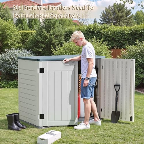 Greesum Outdoor Horizontal Resin Storage Sheds 34 Cu. Ft. Weather Resistant Resin Tool Shed, Extra Large Capacity Weather Resistant Box for Bike