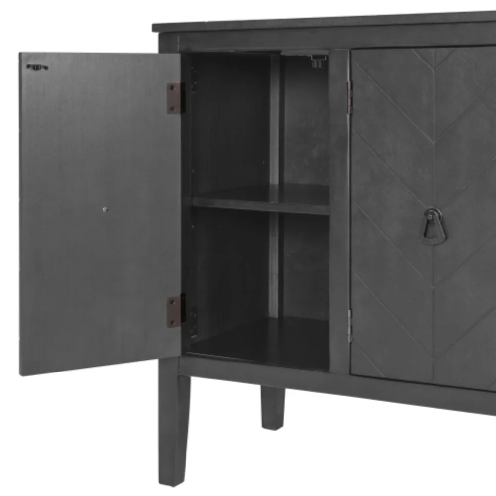Accent Storage Cabinet Wooden Cabinet with Adjustable Shelf, Antique Gray, Entryway, Living Room, Bedroom Grey + MDF