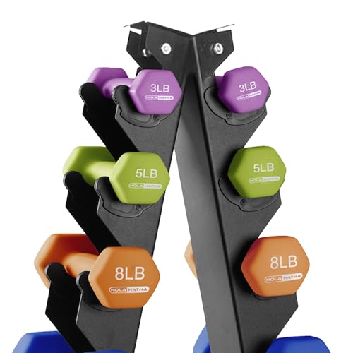 HolaHatha Neoprene Dumbbell Free Hand Weight Set with Rack, Ideal for Home Exercises to Gain Tone and Definition