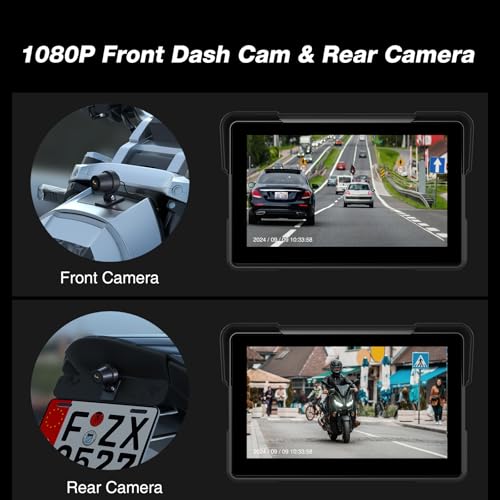 7 Inch Portable CarPlay for Motorcycle, Waterproof Touchscreen Wireless Car Play Android Auto Screen GPS Navigation for Motorbike