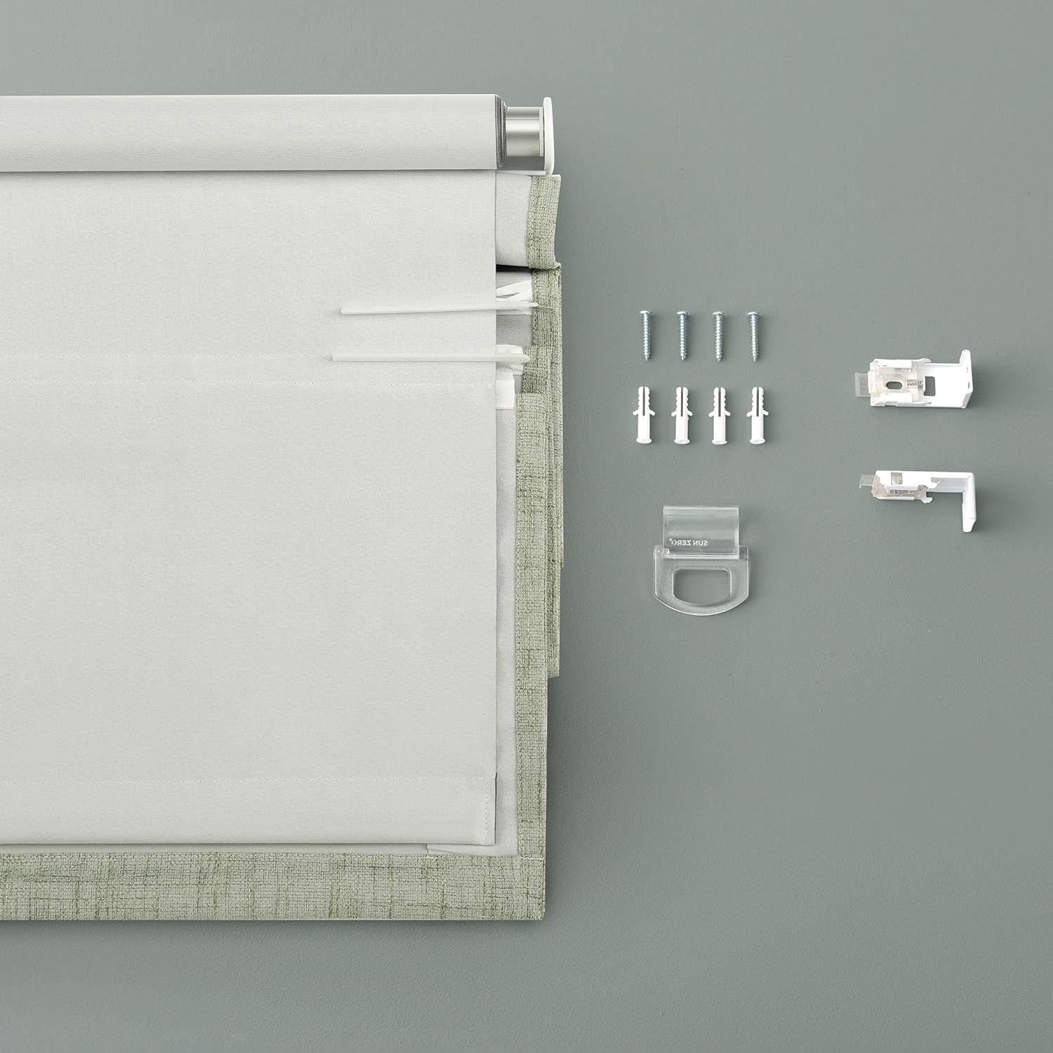 Seraphina Textured Total Blackout Cordless Shade, 39" X 64", Sage Green
