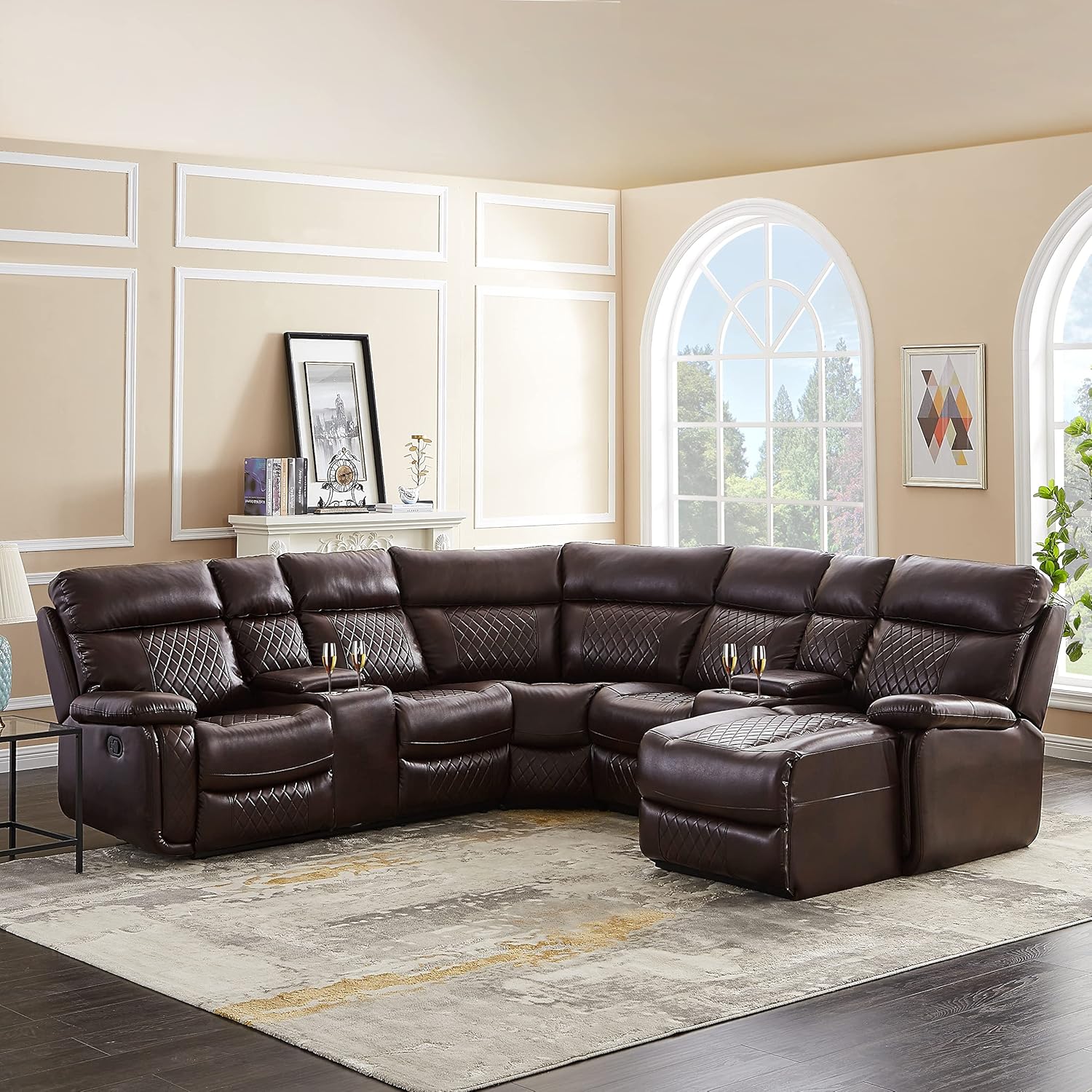 Living Room Manual Motion Upholstered Sectional