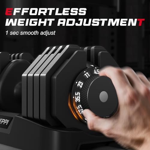 Keppi Adjustable Dumbbells Set-25lb/40lb/55lb/60lb, Anti-Slip Metal Fast Adjust Weight Handle, Exercise & Fitness for Full Body Workout