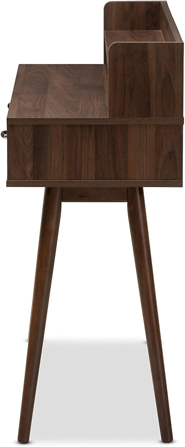 Baxton Studio Sharon Mid-Century Modern Walnut Brown Finished 2-Drawer Desk