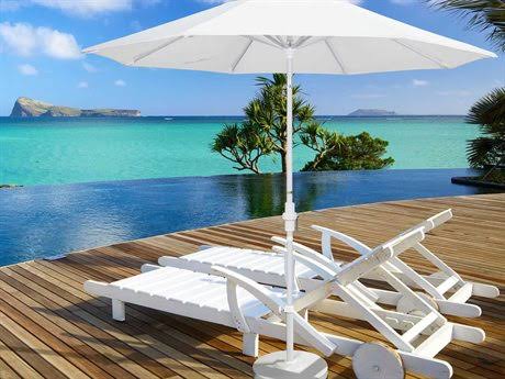 California Umbrella 9 ft. Matted White Aluminum Collar Tilt Crank Lift Market Patio Umbrella in Parrot Sunbrella