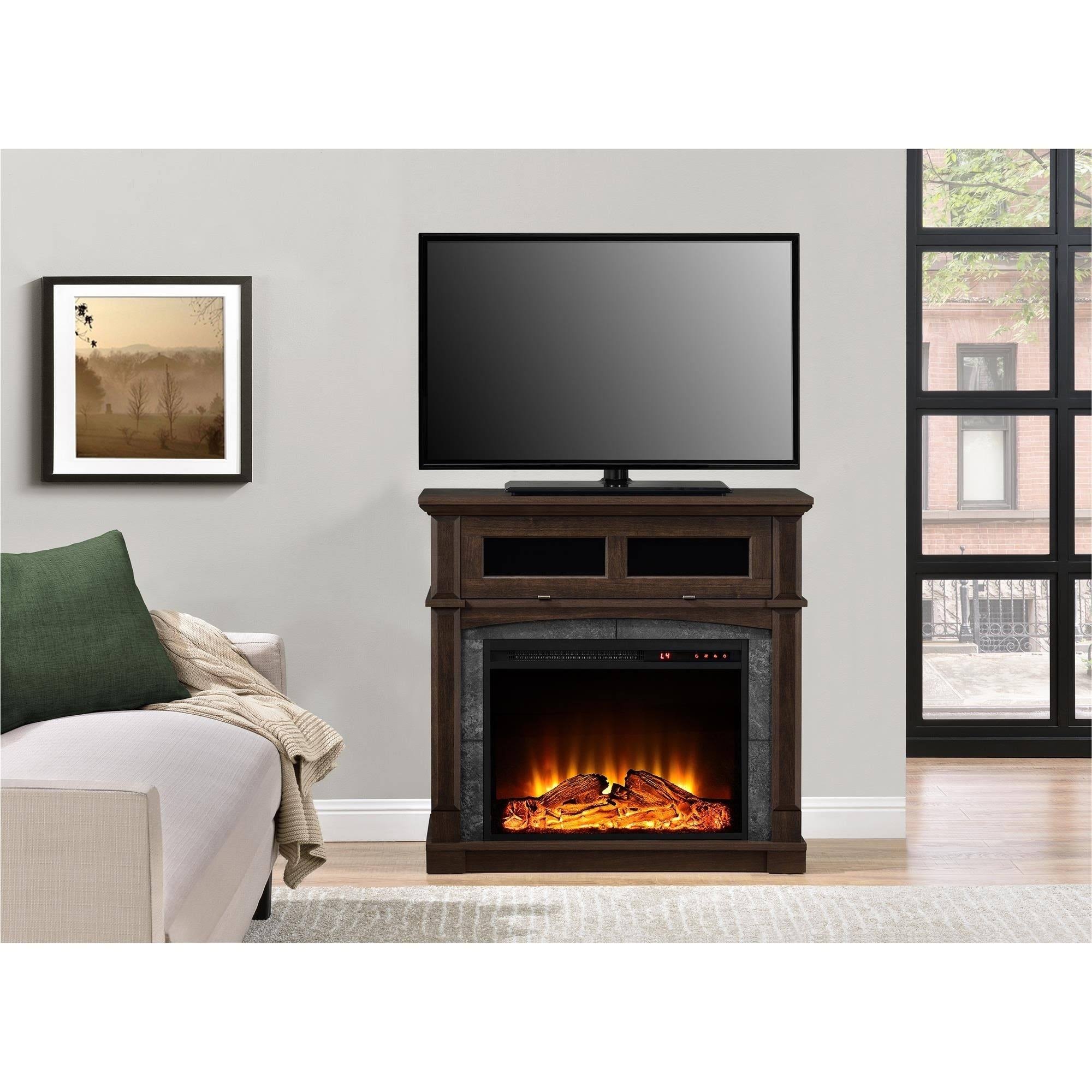 Ameriwood Home Thompson Place Media Fireplace for TVs Up to 37x22 Cherry