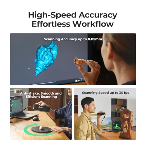 Creality CR-Scan Raptor Pro 3D Scanner for 3D Printing, 22+7 Blue Laser Lines, 30-60fps High Frame Scanning, 24-Bit Full-Color Scans