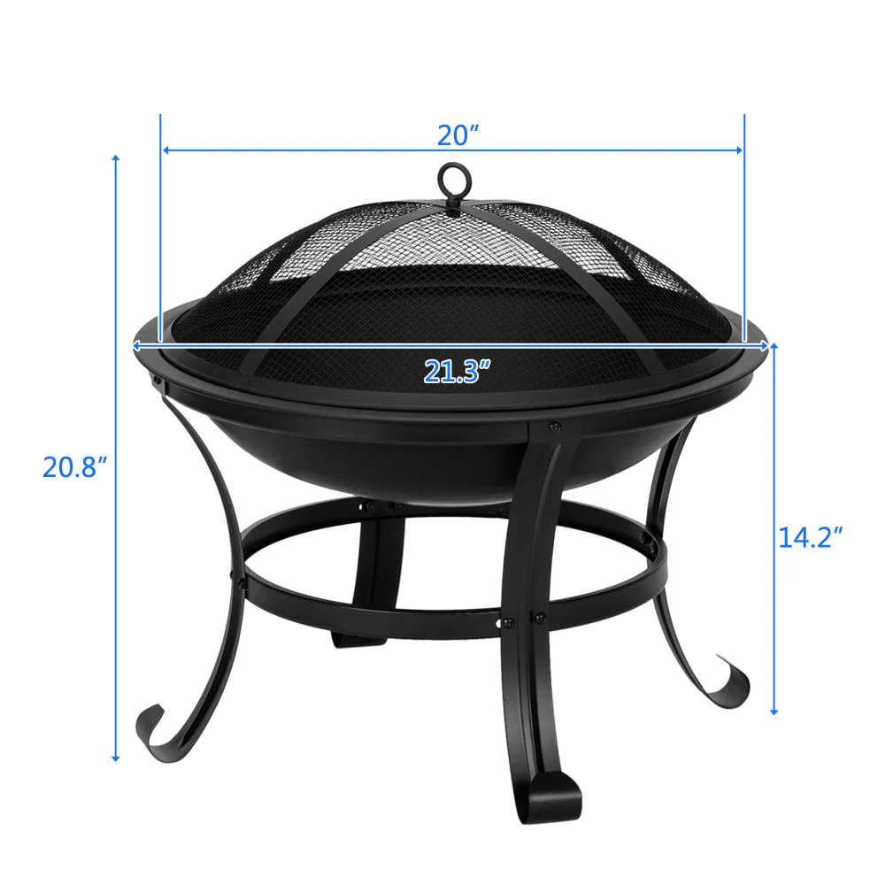 UBesGoo 32 Wood Burning Firepit Garden Square Fire Pit Stove Fire Bowl Patio Firepits Outdoor Black