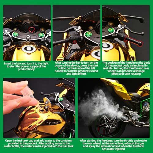 Die Cast Motorcycle 1:6 Scale for Kawasaki H2R Motorcycles Alloy Racing Motorcycle Model Power Toy Motorcycles Collection Kawasaki Model Motorcycles