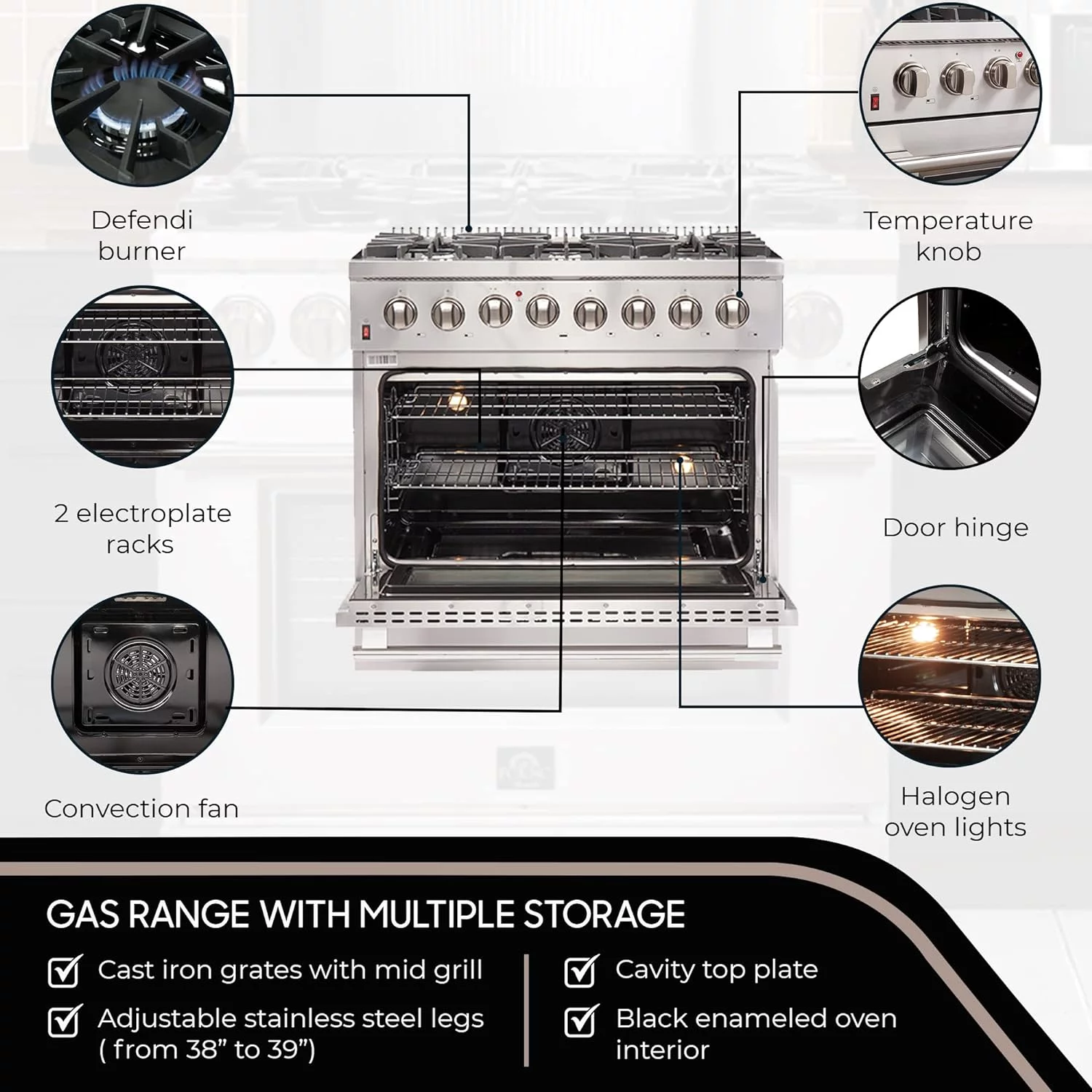Galiano - Gold Professional 36" Freestanding Dual Fuel Range
