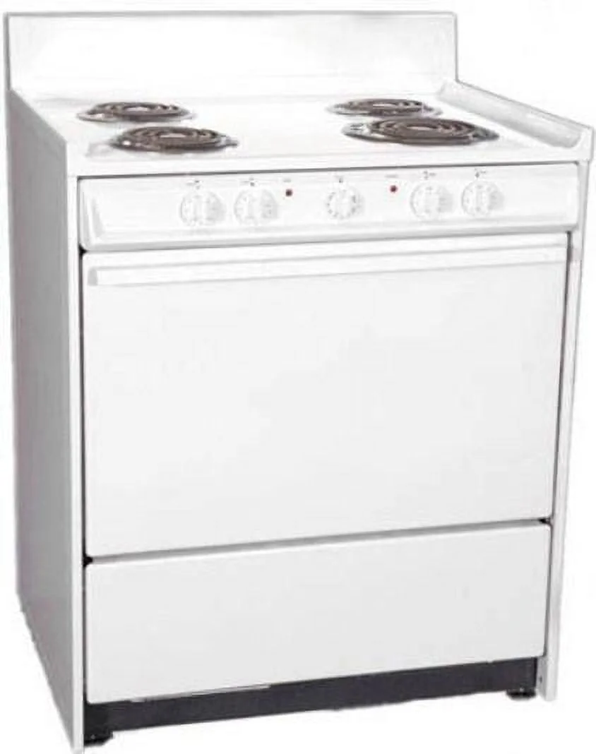 Summit WEM2171Q 30" Freestanding Electric Range with 4 Burners 3.6 Cu. Ft. Capacity Manual Clean Storage Drawer Porcelain oven & 5 Indicator Lights