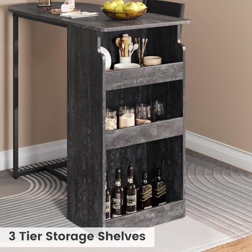 GAOMON Small Kitchen Table for 2, Stylish Bar Table and Chairs Set with Storage Shelves, Perfect for Breakfast Nook or Dining Area