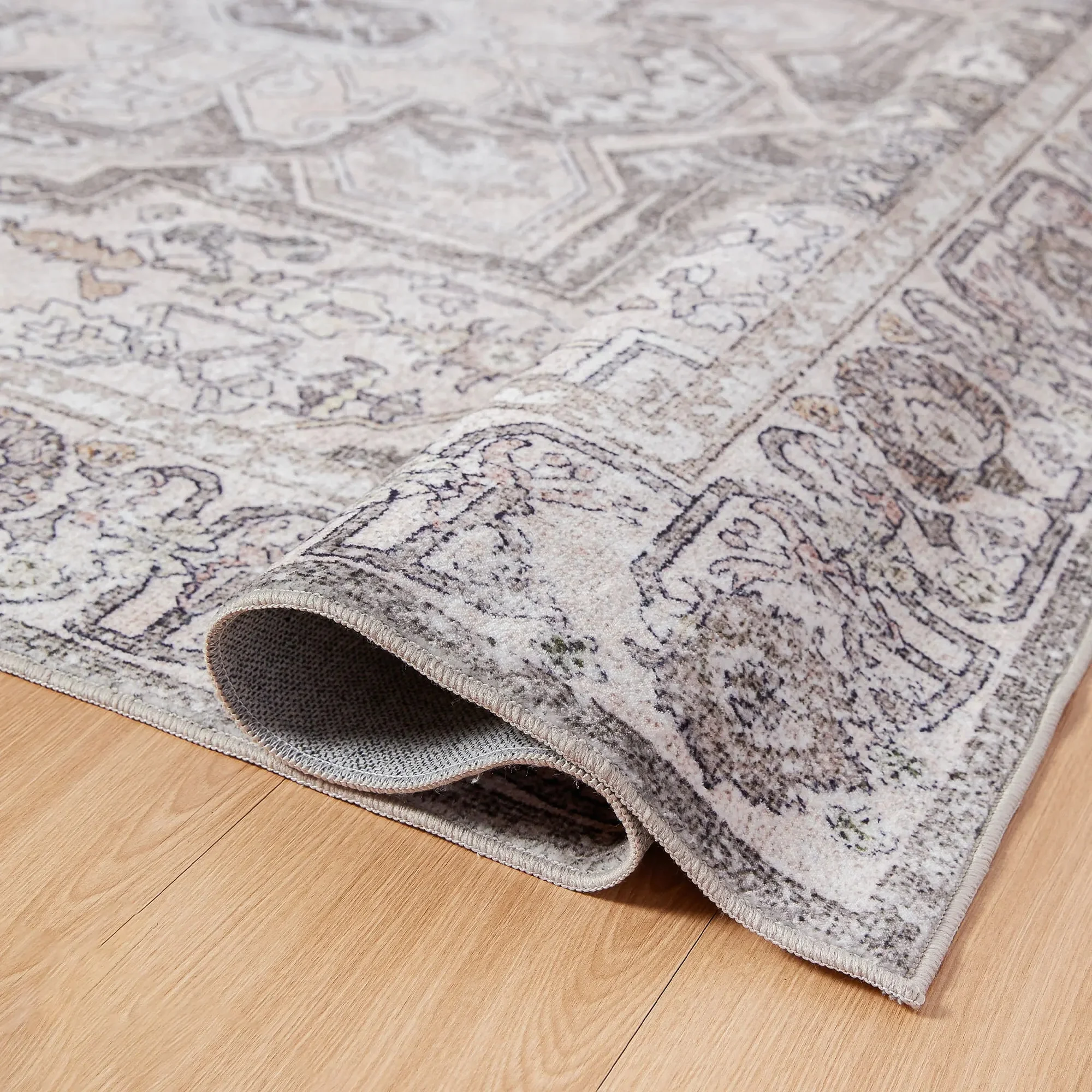 PureCozy 5' x 7' Washable Brown Area Rugs for Living Room Bedroom Dining Room Office Farmhouse Retro Traditional Vintage Rugs Non-slip
