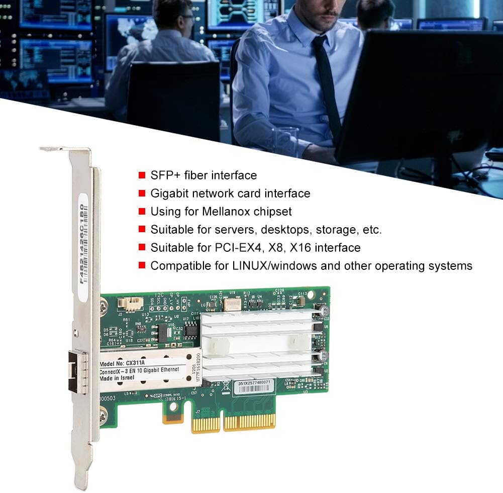Universal Network Card, SFP Fiber Optic Interface 10 Gigabit Network Card, PCI-EX4 X8 X16 High Speed Fiber LC Multifunctional Network Adapter