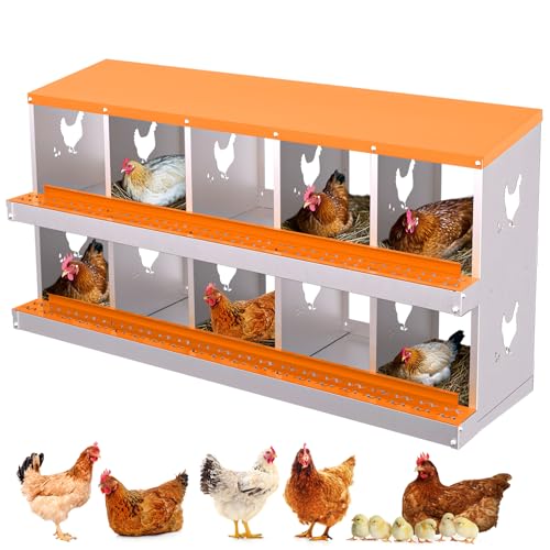 Garvee Chicken Nesting Box with Removable Tray, 8 Compartment Nesting Boxes for Chickens, Easy to Clean and Install