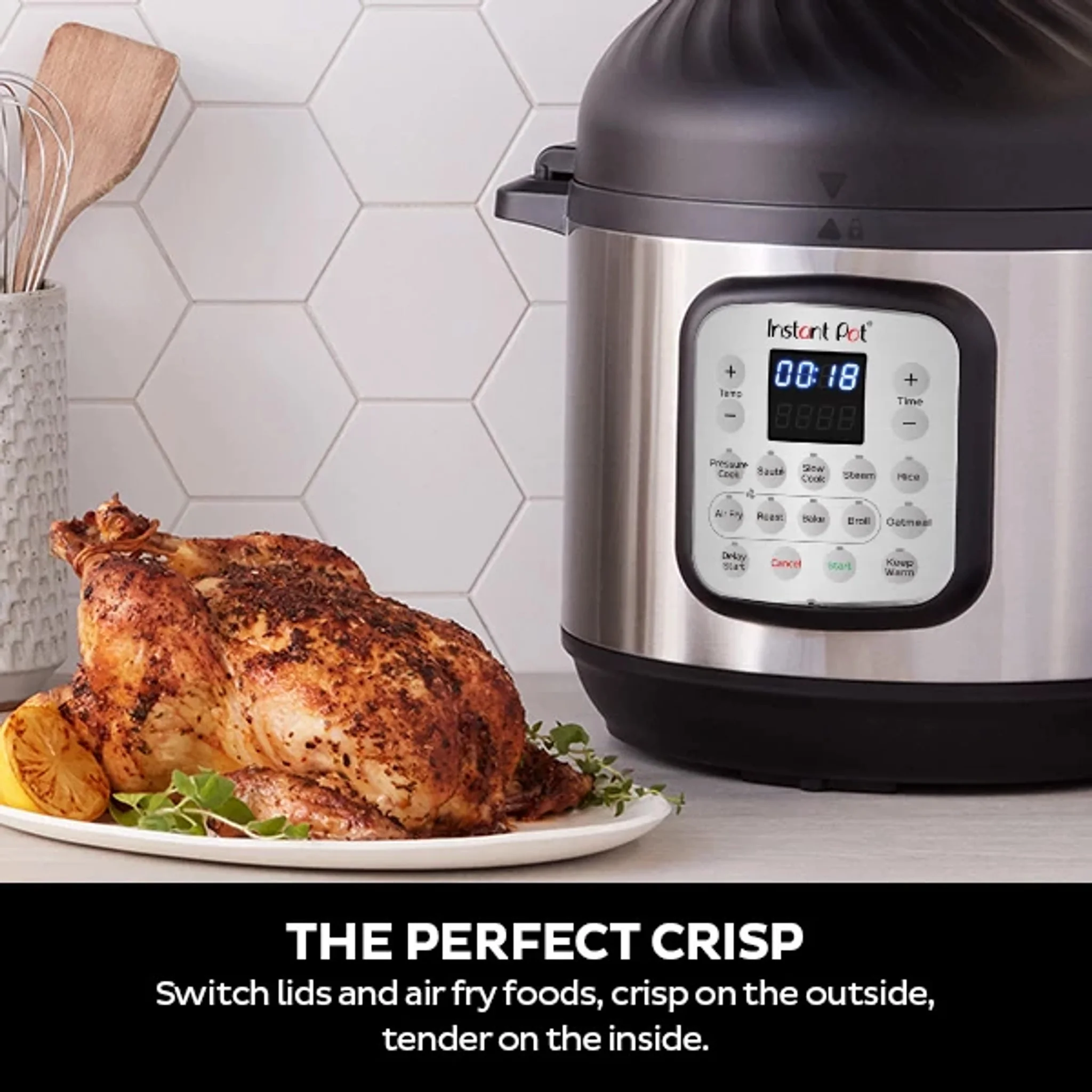 Instant Pot 8 Quart Crisp Multi-Cooker + Air Fryer, 9-in-1: Pressure Cook, Steam, Slow Cook, Sauté, Air Fry, Bake, Broil, Roast, Keep Warm, Rice