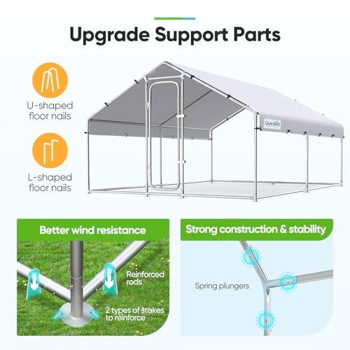 Quictent Large Metal Chicken Coop Run for 10+ Poultry with Galvanized Hardware Cloth and Waterproof Roof Cover
